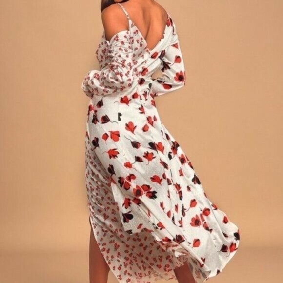 O.P.T Emilia Dress White Floral Satin - Picture 3 of 12